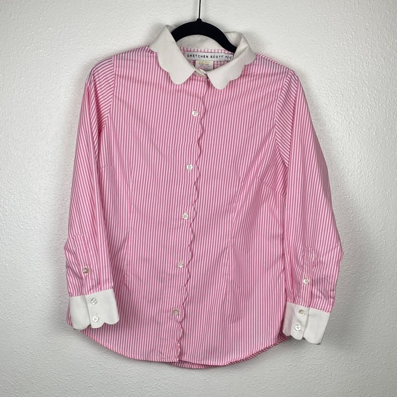 Gretchen Scott Designs Pink and White Button-Down Shirt Size S 65%. Polyester - Picture 2 of 16